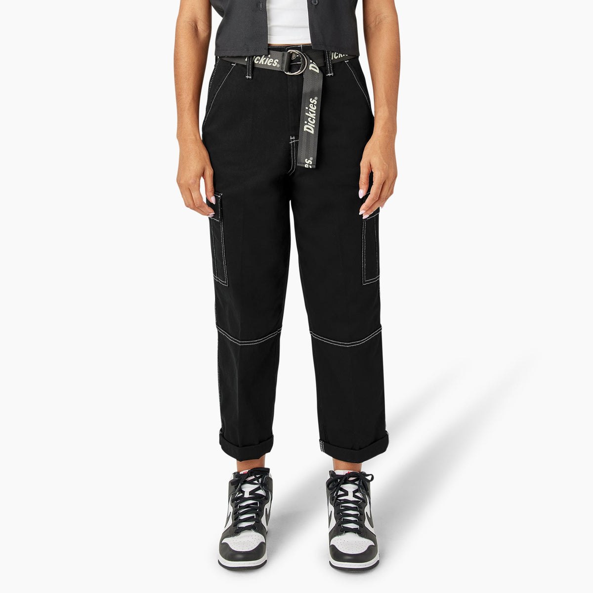 Women's Relaxed Fit Contrast Stitch Cropped Cargo Pants - Dickies Sale