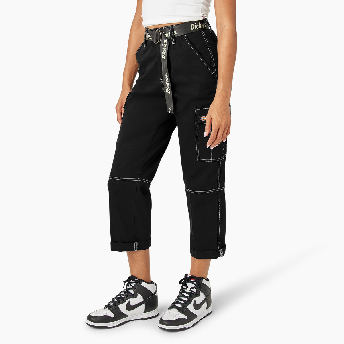 Women's Relaxed Fit Contrast Stitch Cropped Cargo Pants - Dickies Sale