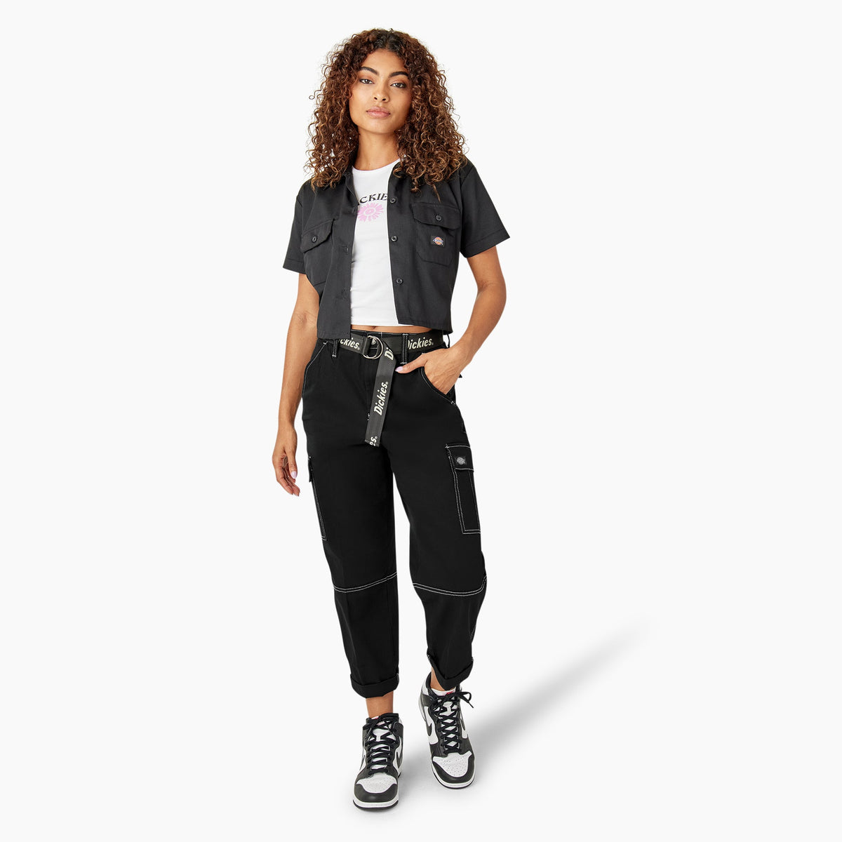 Women's Relaxed Fit Contrast Stitch Cropped Cargo Pants - Dickies Sale