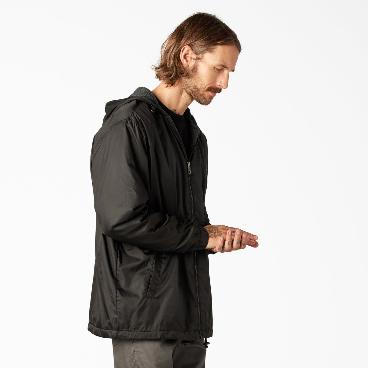 Fleece Lined Nylon Hooded Jacket - Dickies Men