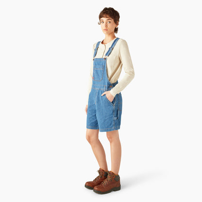 Women's Relaxed Fit Bib Shortalls, 7" - Dickies Women