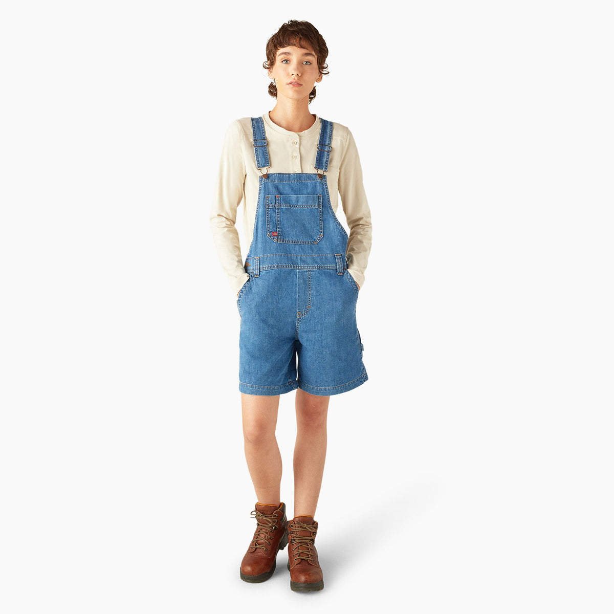 Women's Relaxed Fit Bib Shortalls, 7" - Dickies Women