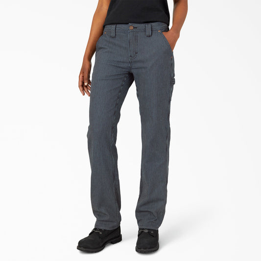 Women's FLEX Relaxed Fit Hickory Stripe Carpenter Pants - Dickies Women