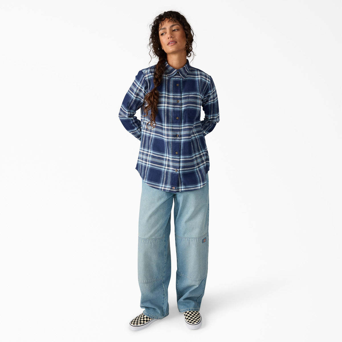 Women's Plaid Flannel Long Sleeve Shirt - Dickies Sale