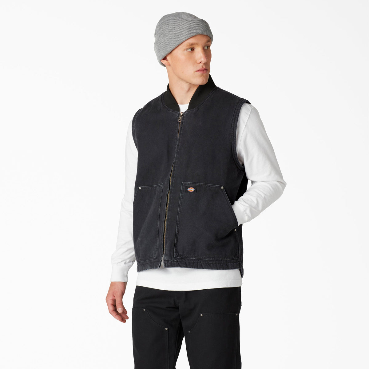 Stonewashed Duck High Pile Fleece Lined Vest - Dickies Men
