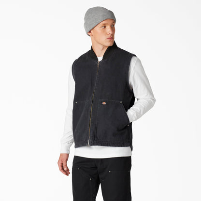 Stonewashed Duck High Pile Fleece Lined Vest - Dickies Men