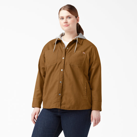 Women's Plus Duck Hooded Shirt Jacket - Dickies Women