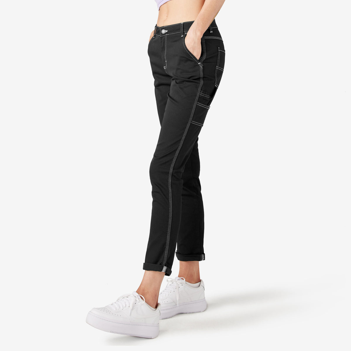 Women's Slim Straight Fit Roll Hem Carpenter Pants - Dickies Women