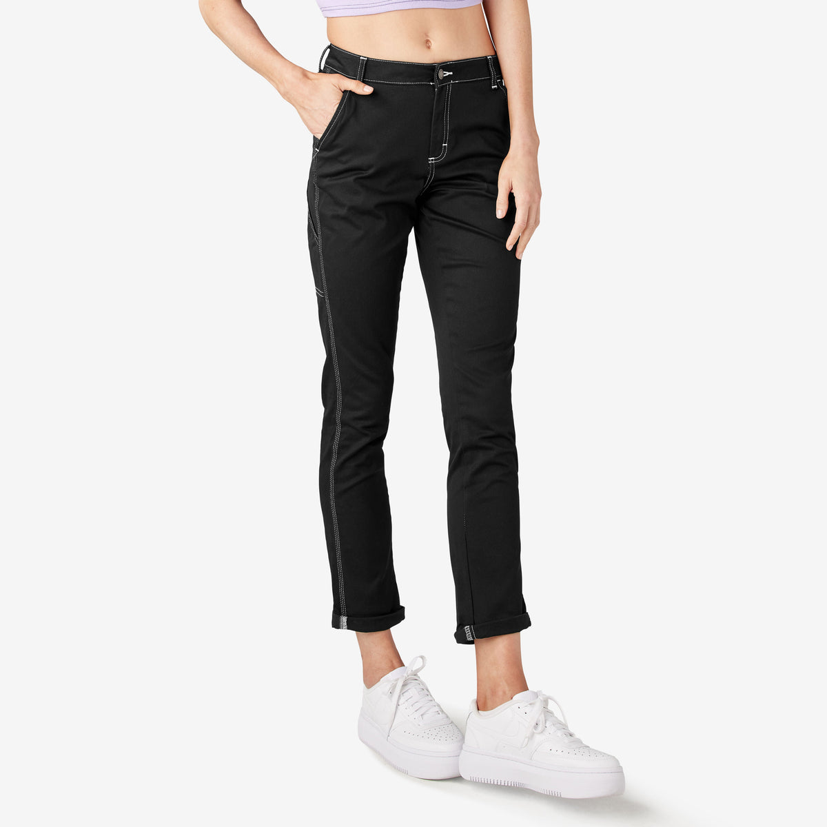 Women's Slim Straight Fit Roll Hem Carpenter Pants - Dickies Women