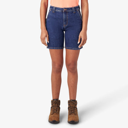 Women's Relaxed Fit Denim Carpenter Shorts, 7" - Dickies Women